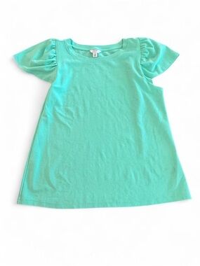 crown & ivy Aqua Short Sleeve Ruffle Top